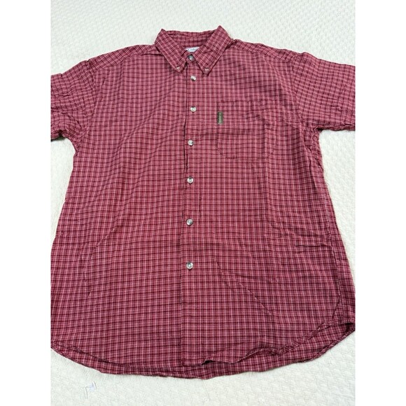 Columbia Sportswear Outdoor size Med Short Sleeve Button Down Red‎ Check Plaid - Picture 3 of 11